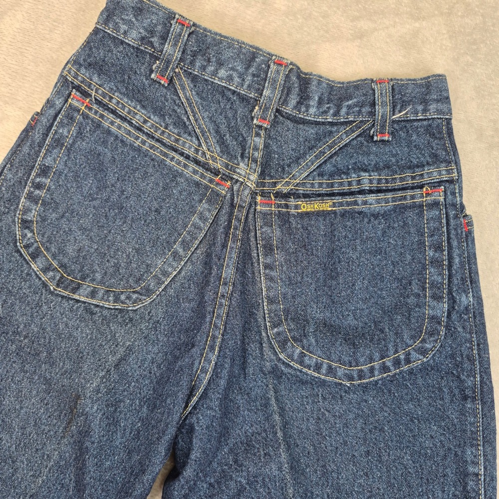 Vintage OshKosh Bgosh High Waisted Pleated Tapered Jeans 6 (25) USA Made Dark - Picture 2 of 15